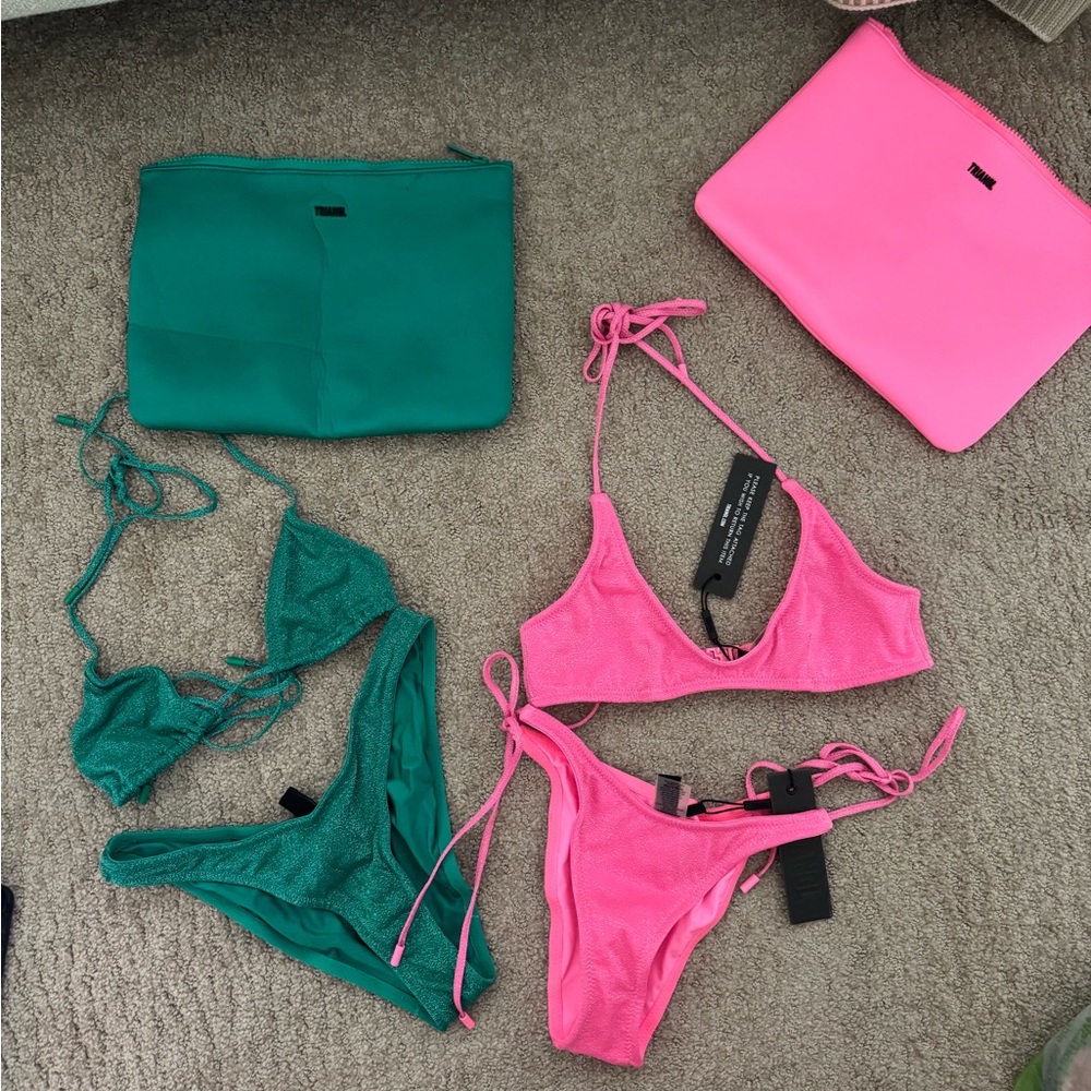 Triangl Swimwear Green and Pink Bikini Set